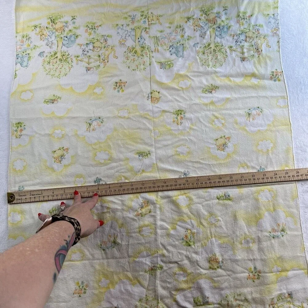Vintage Dundee Flannel Receiving Blanket Sleeping‎ Baby Bunnies Design Cotton